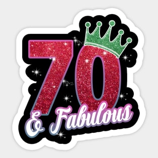 70 and Fabulous 70th Birthday Women Girls Diamond Crown Sticker